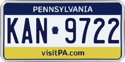 PA license plate KAN9722