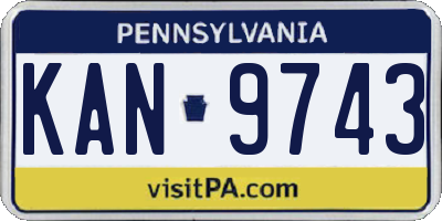 PA license plate KAN9743