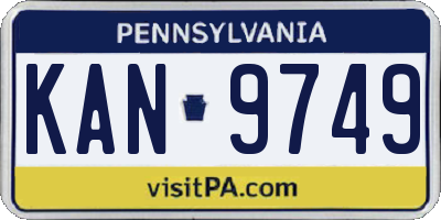 PA license plate KAN9749