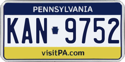 PA license plate KAN9752
