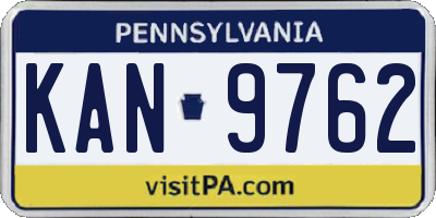 PA license plate KAN9762