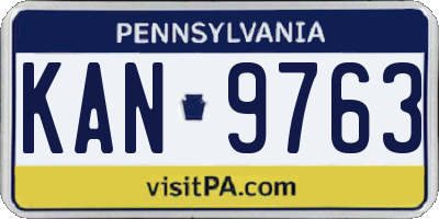 PA license plate KAN9763