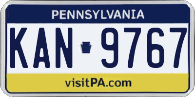 PA license plate KAN9767