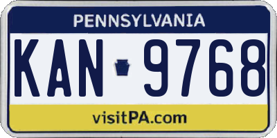 PA license plate KAN9768