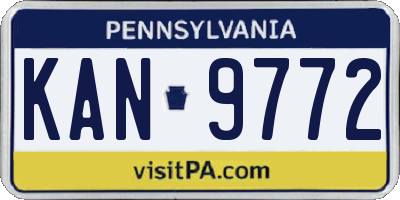 PA license plate KAN9772