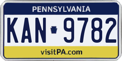 PA license plate KAN9782