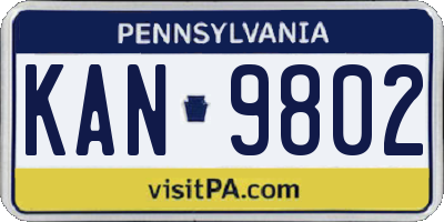 PA license plate KAN9802
