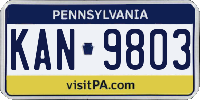 PA license plate KAN9803