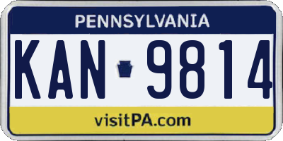 PA license plate KAN9814