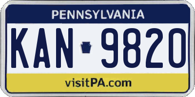 PA license plate KAN9820
