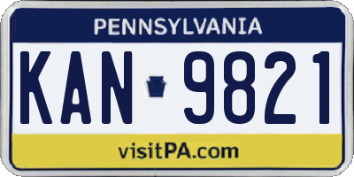 PA license plate KAN9821