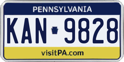 PA license plate KAN9828