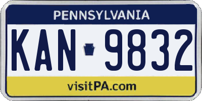PA license plate KAN9832