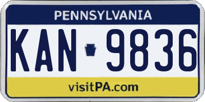 PA license plate KAN9836