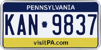 PA license plate KAN9837