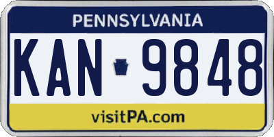 PA license plate KAN9848