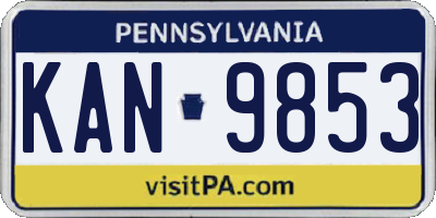 PA license plate KAN9853