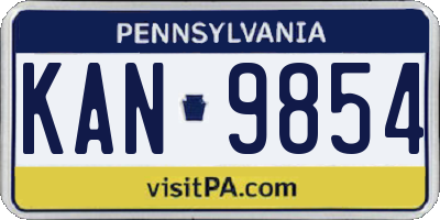 PA license plate KAN9854