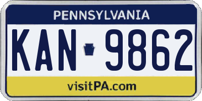 PA license plate KAN9862