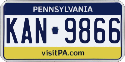 PA license plate KAN9866