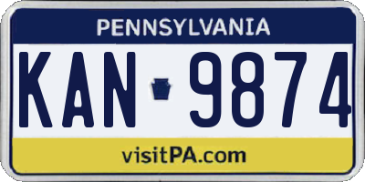PA license plate KAN9874