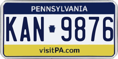 PA license plate KAN9876
