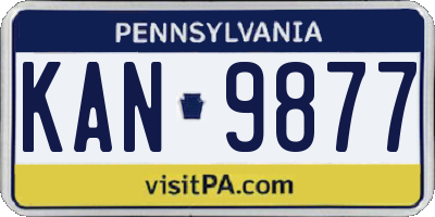 PA license plate KAN9877