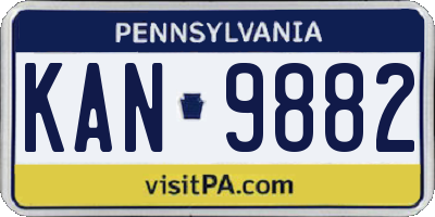 PA license plate KAN9882