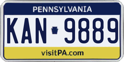 PA license plate KAN9889