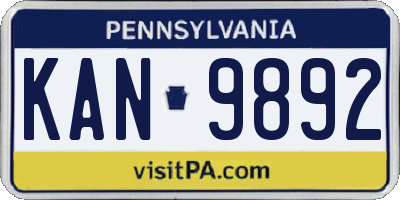 PA license plate KAN9892
