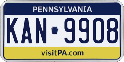 PA license plate KAN9908