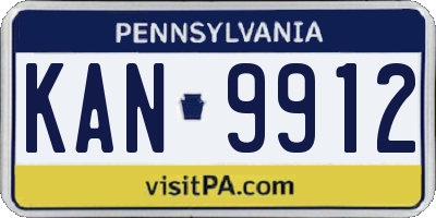 PA license plate KAN9912