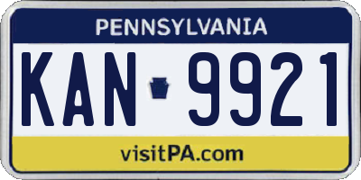 PA license plate KAN9921