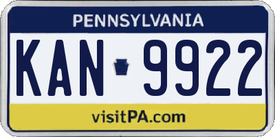 PA license plate KAN9922