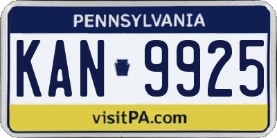 PA license plate KAN9925