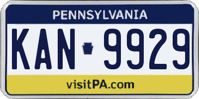 PA license plate KAN9929