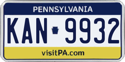 PA license plate KAN9932