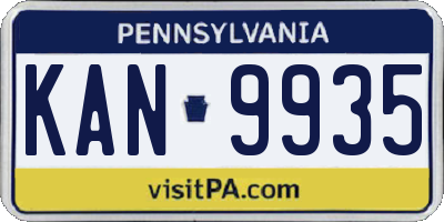PA license plate KAN9935