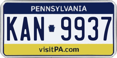 PA license plate KAN9937