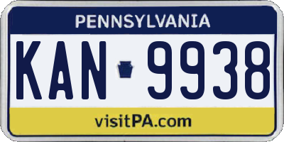 PA license plate KAN9938