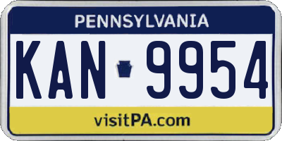PA license plate KAN9954
