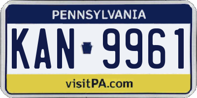 PA license plate KAN9961