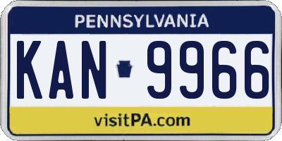 PA license plate KAN9966