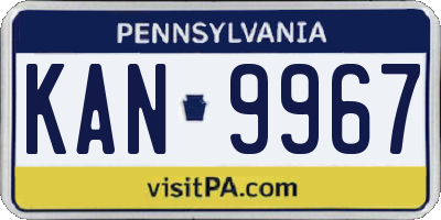 PA license plate KAN9967