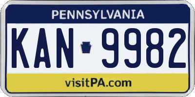 PA license plate KAN9982