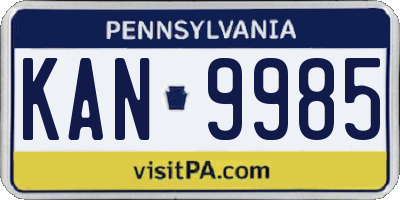 PA license plate KAN9985