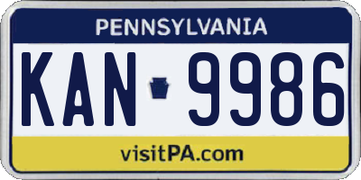 PA license plate KAN9986
