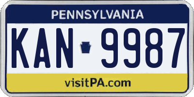 PA license plate KAN9987