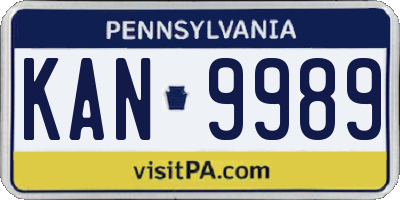 PA license plate KAN9989