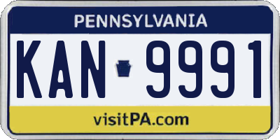 PA license plate KAN9991